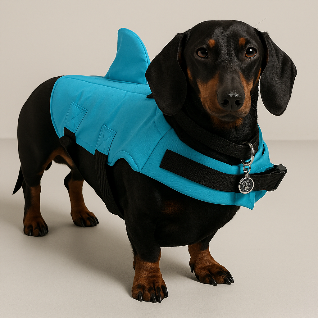 Chaleco de tiburón Dachshund para cachorros juguetones