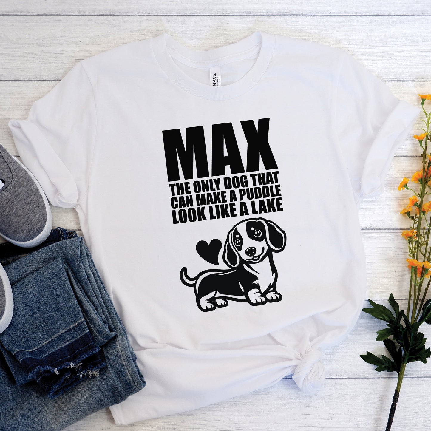 Camiseta personalizada con nombre de perro salchicha