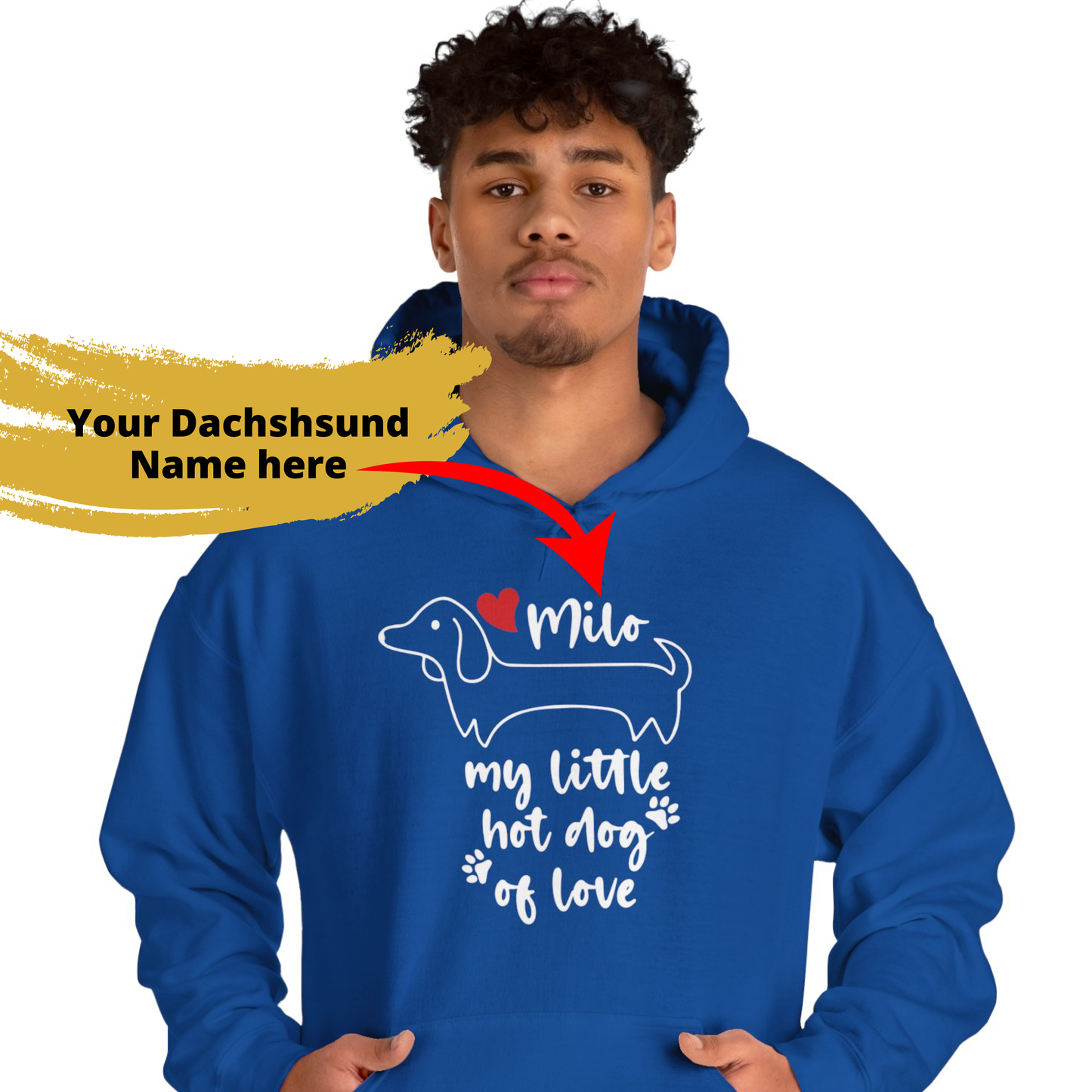 Sudadera con capucha personalizada con nombre de perro salchicha - Sudadera con capucha unisex