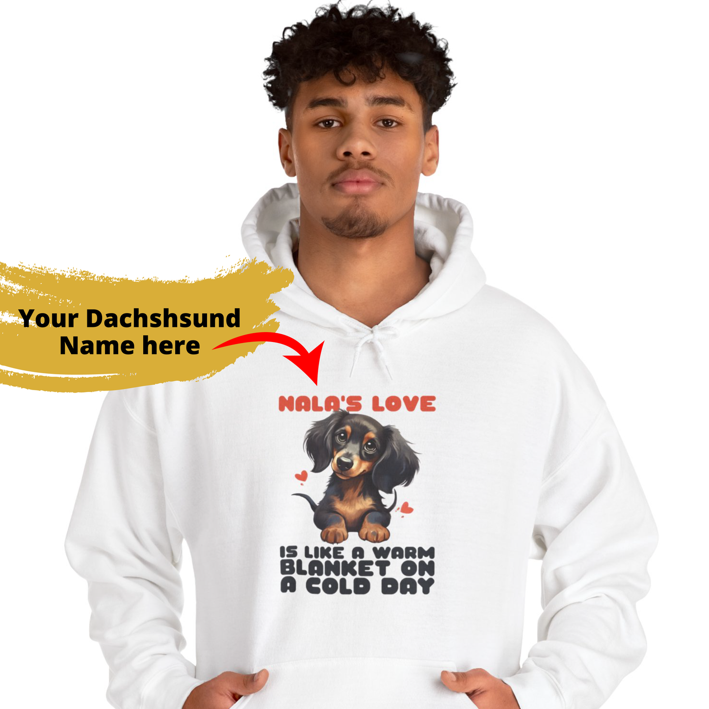 Sudadera con capucha personalizada con nombre de perro salchicha - Sudadera con capucha unisex