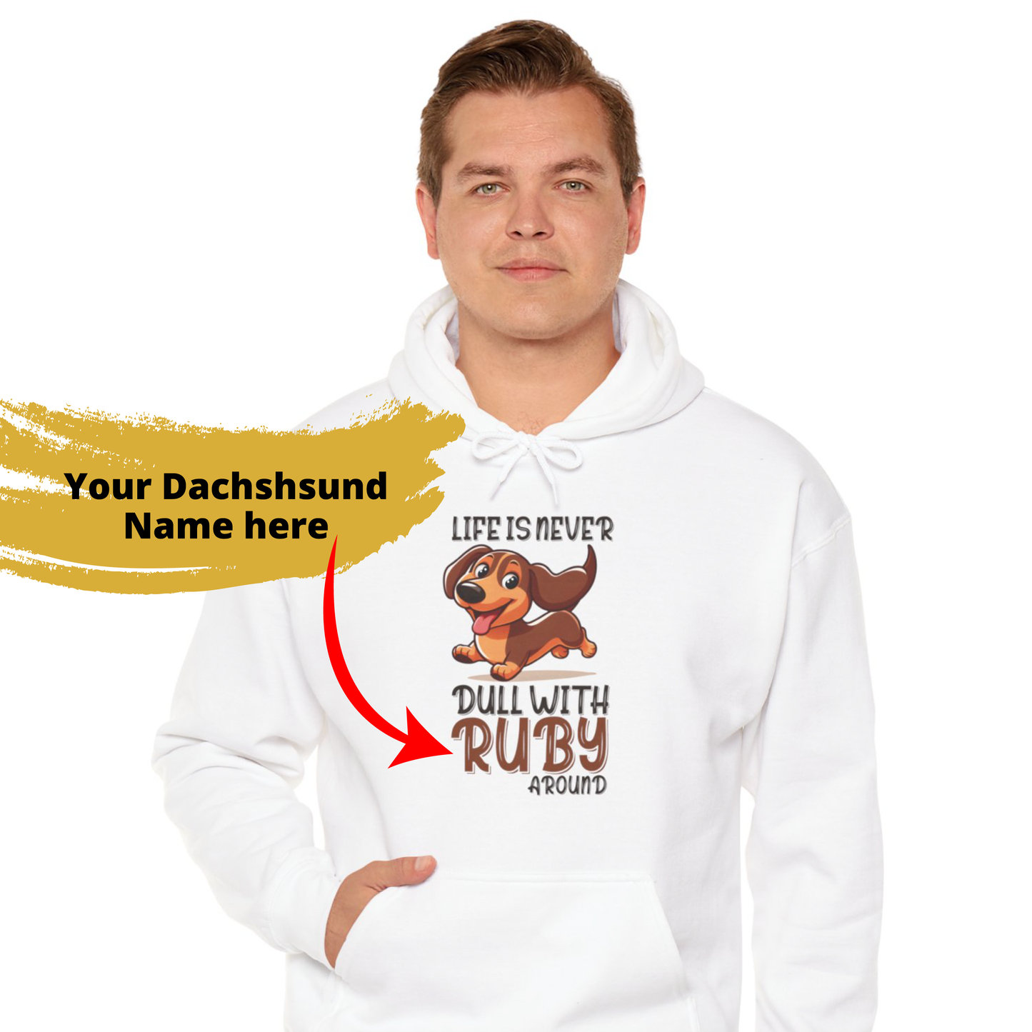 Sudadera con capucha personalizada con nombre de perro salchicha - Sudadera con capucha unisex