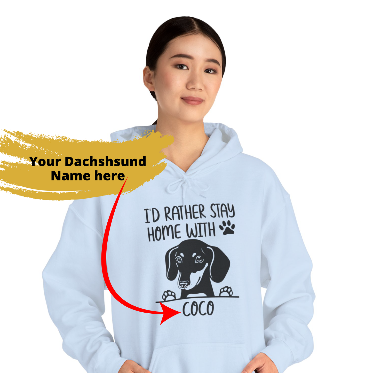 Sudadera con capucha personalizada con nombre de perro salchicha - Sudadera con capucha unisex