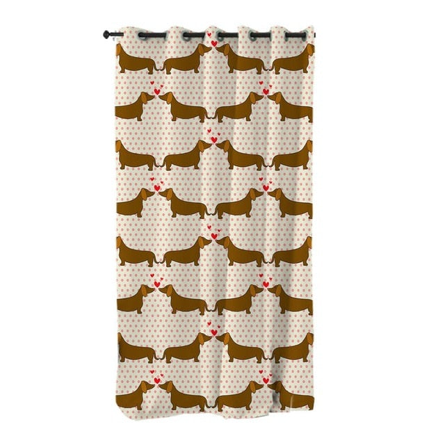 Dachshund Shower Curtain Cute Puppy Cartoon Decorative- Dachshund Shop.jpg