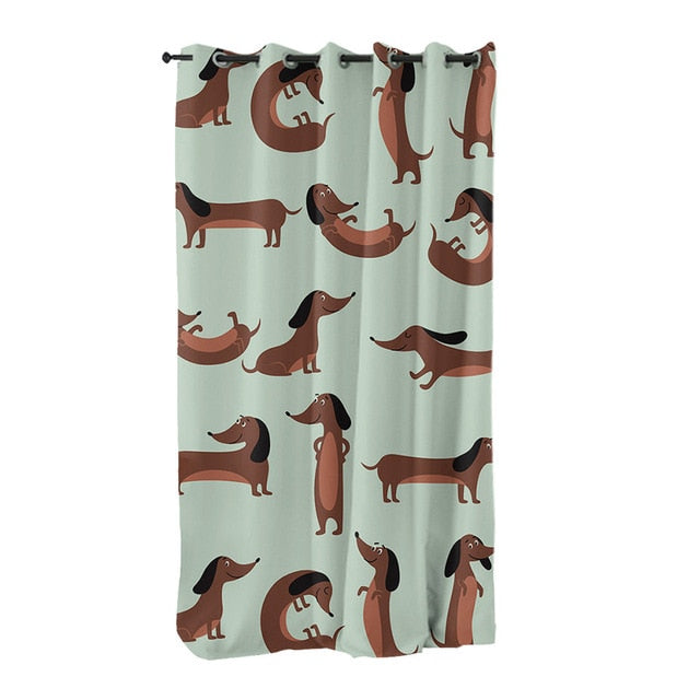 Dachshund Shower Curtain Cute Puppy Cartoon Decorative- Dachshund Shop.jpg