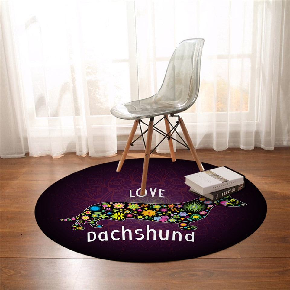 Dachshund Floor Rugs Carpet Round Area Floor Mat- Dachshund Shop.jpg