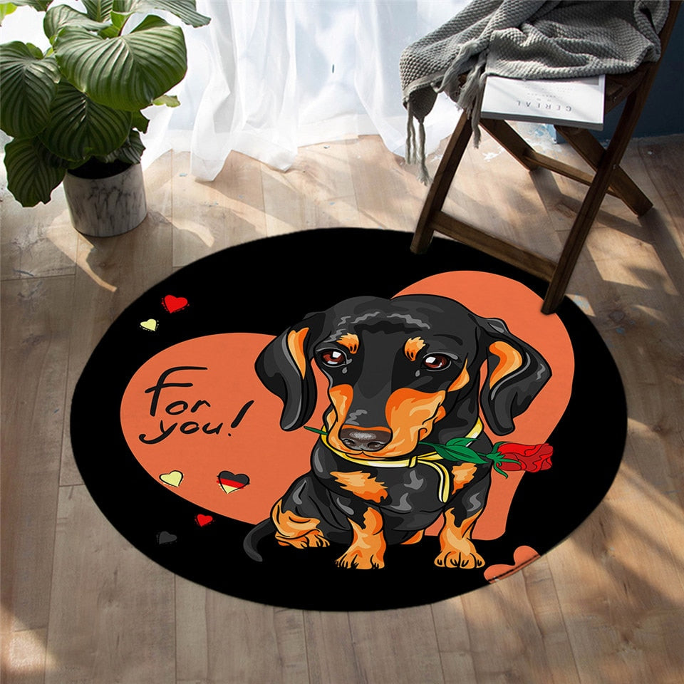 Dachshund Floor Rugs Carpet Round Area Floor Mat- Dachshund Shop.jpg