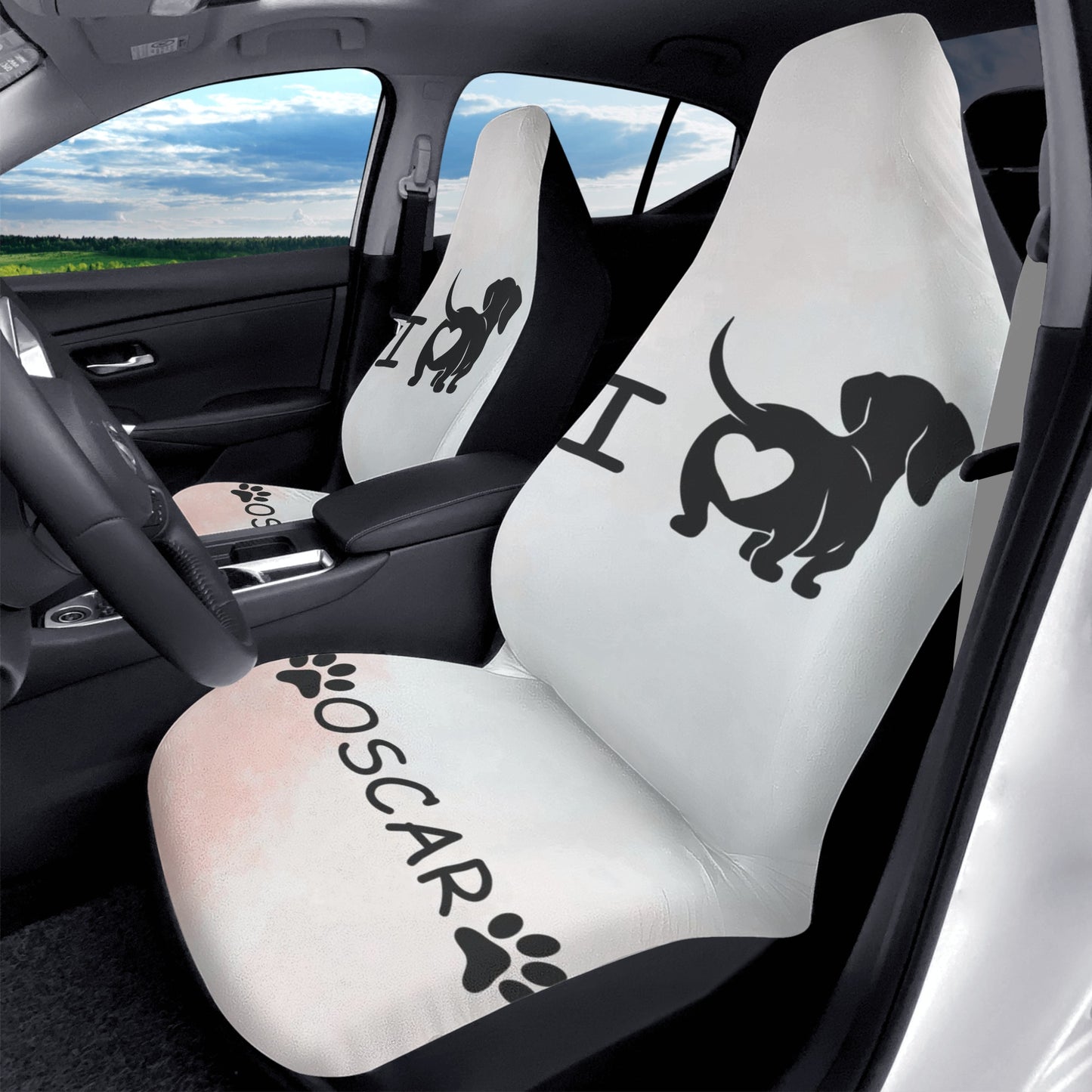 Funda de asiento de coche personalizada con nombre de Dachshunds - Funda de asiento de coche (2 piezas)