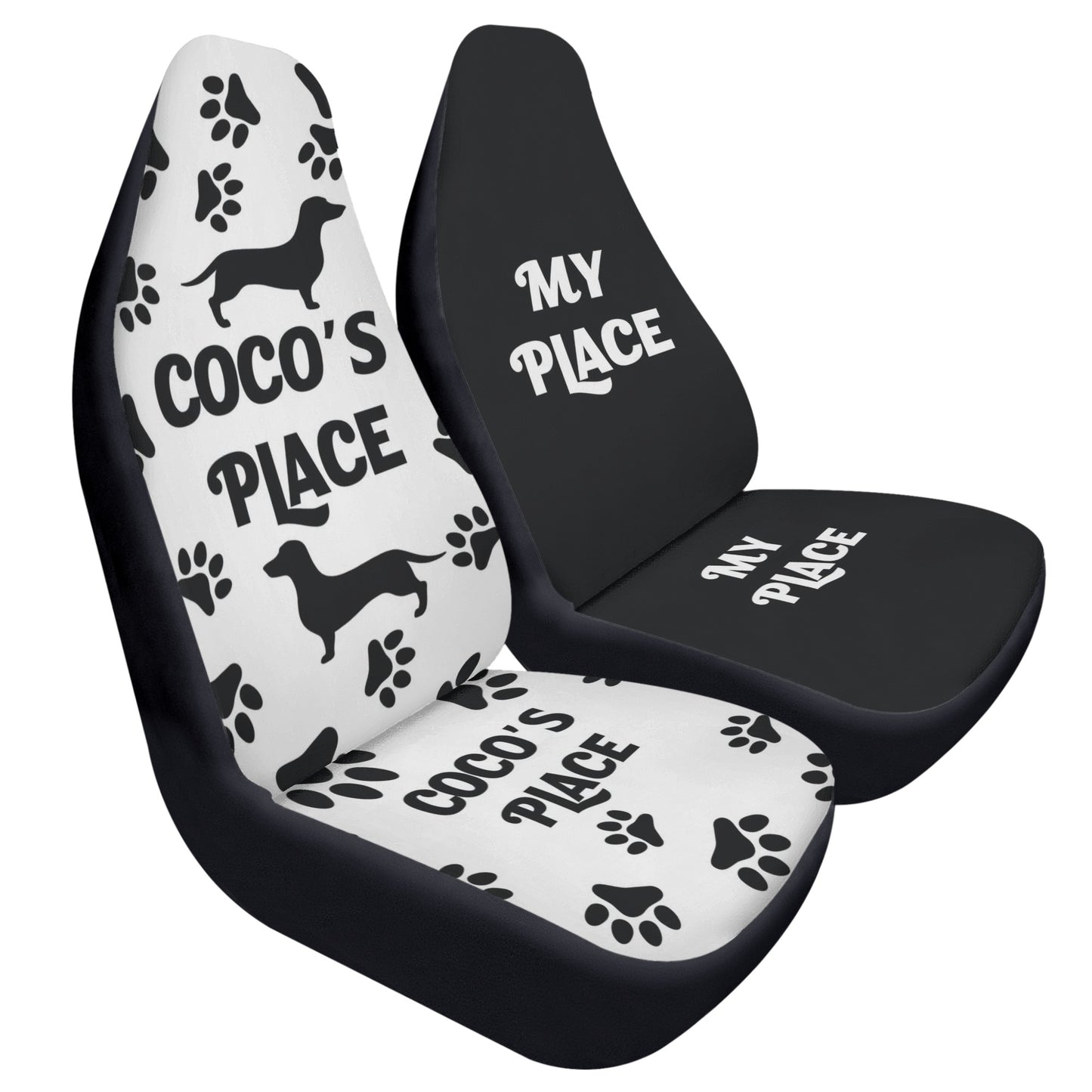 Funda de asiento de coche personalizada con nombre de Dachshunds - Funda de asiento de coche (2 piezas)