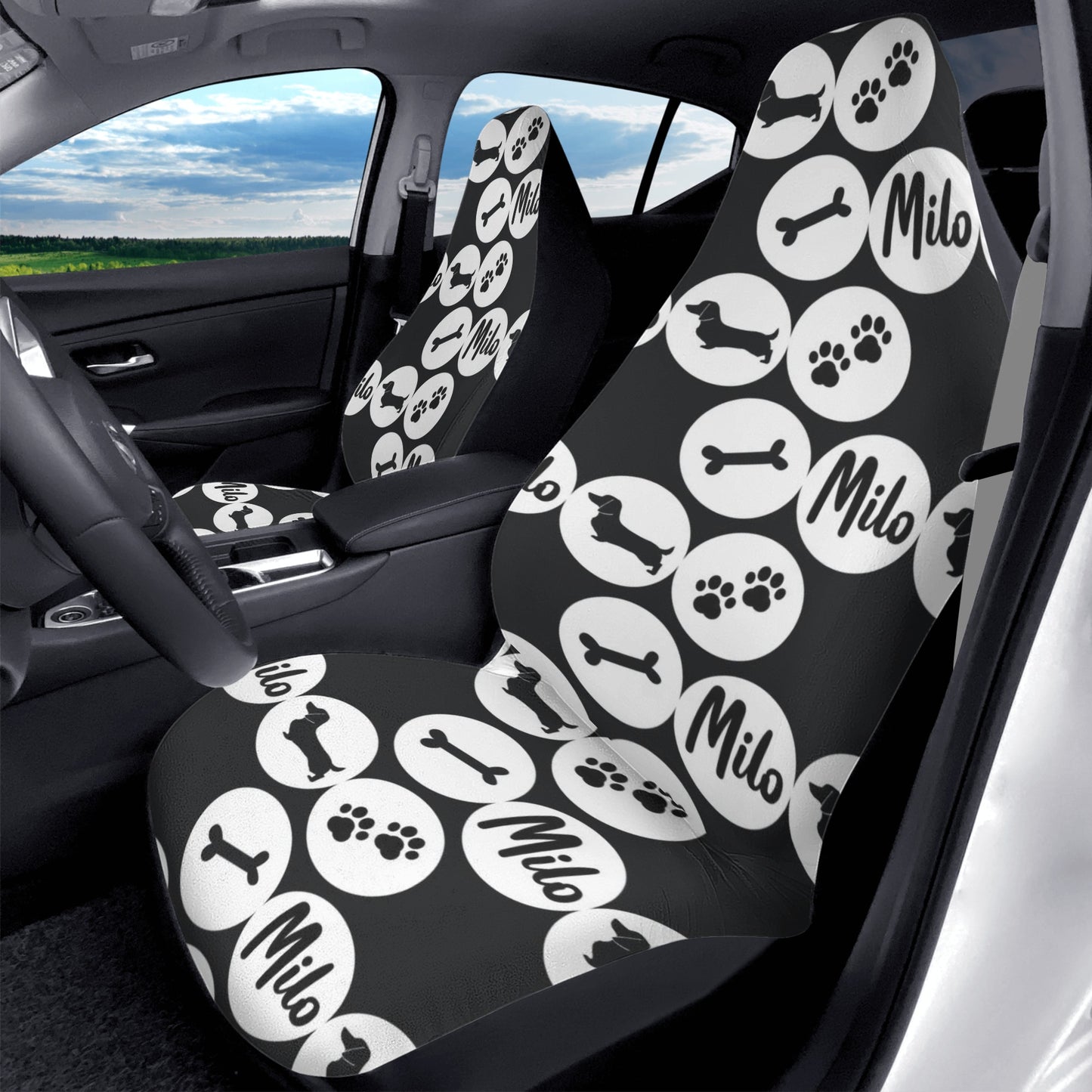 Funda de asiento de coche personalizada con nombre de Dachshunds - Funda de asiento de coche (2 piezas)