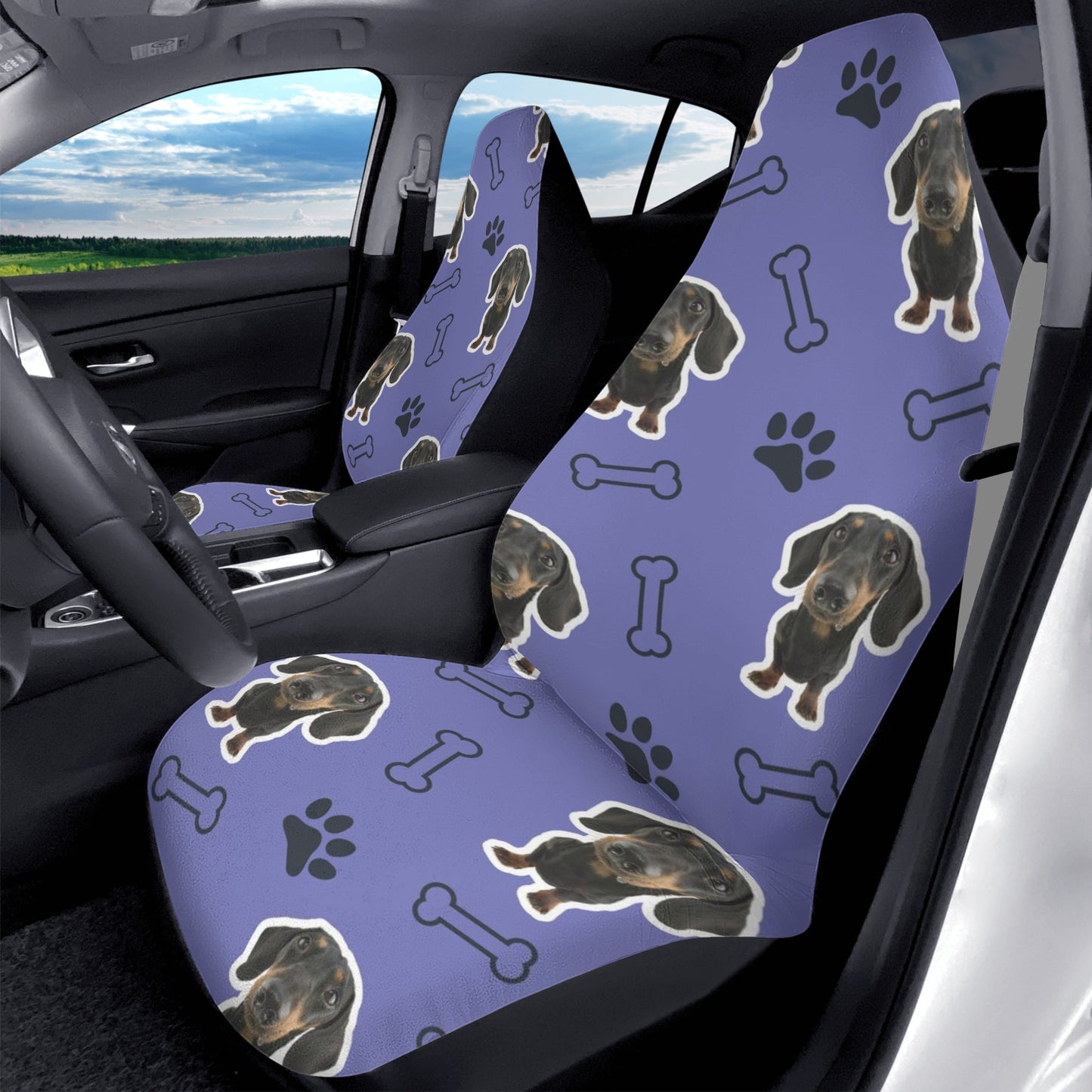 Funda de asiento de coche personalizada con Imagen de Perro Salchicha - Fundas de asiento de coche (2 piezas)