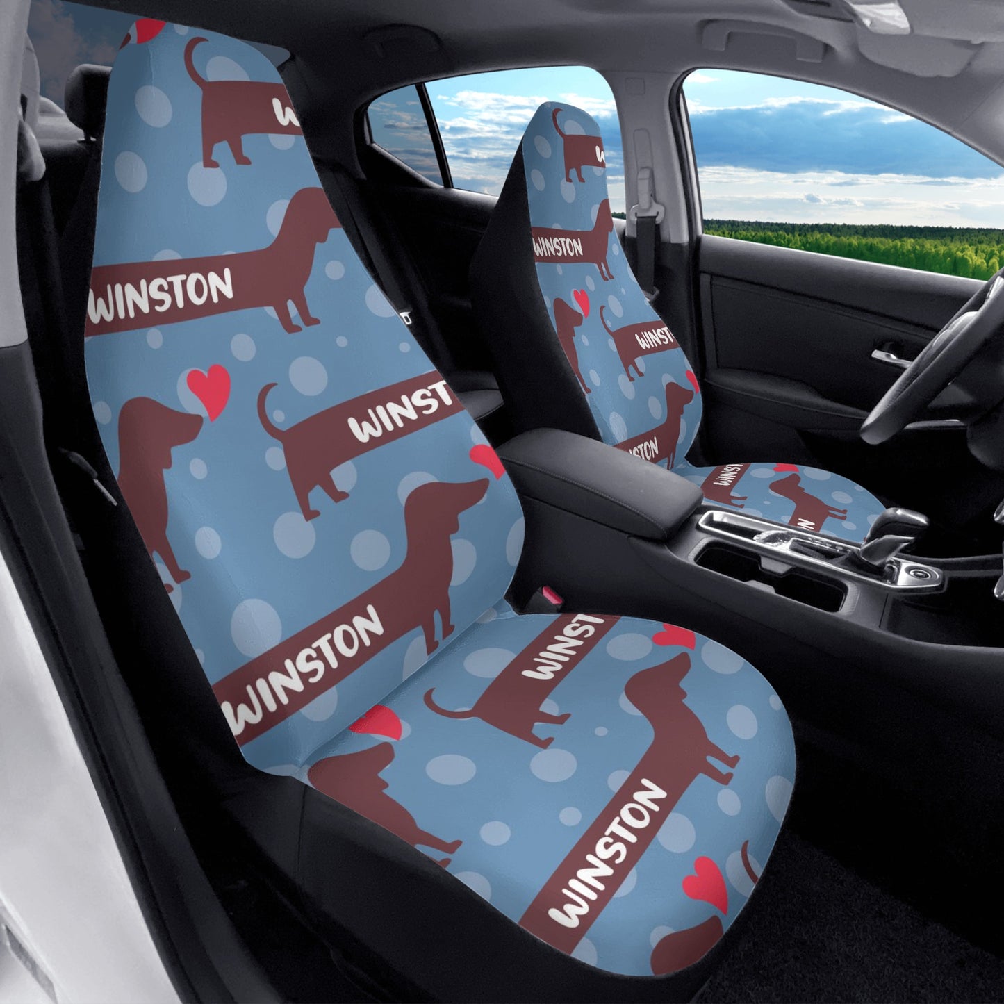 Funda de asiento de coche personalizada con nombre de Dachshunds - Funda de asiento de coche (2 piezas)