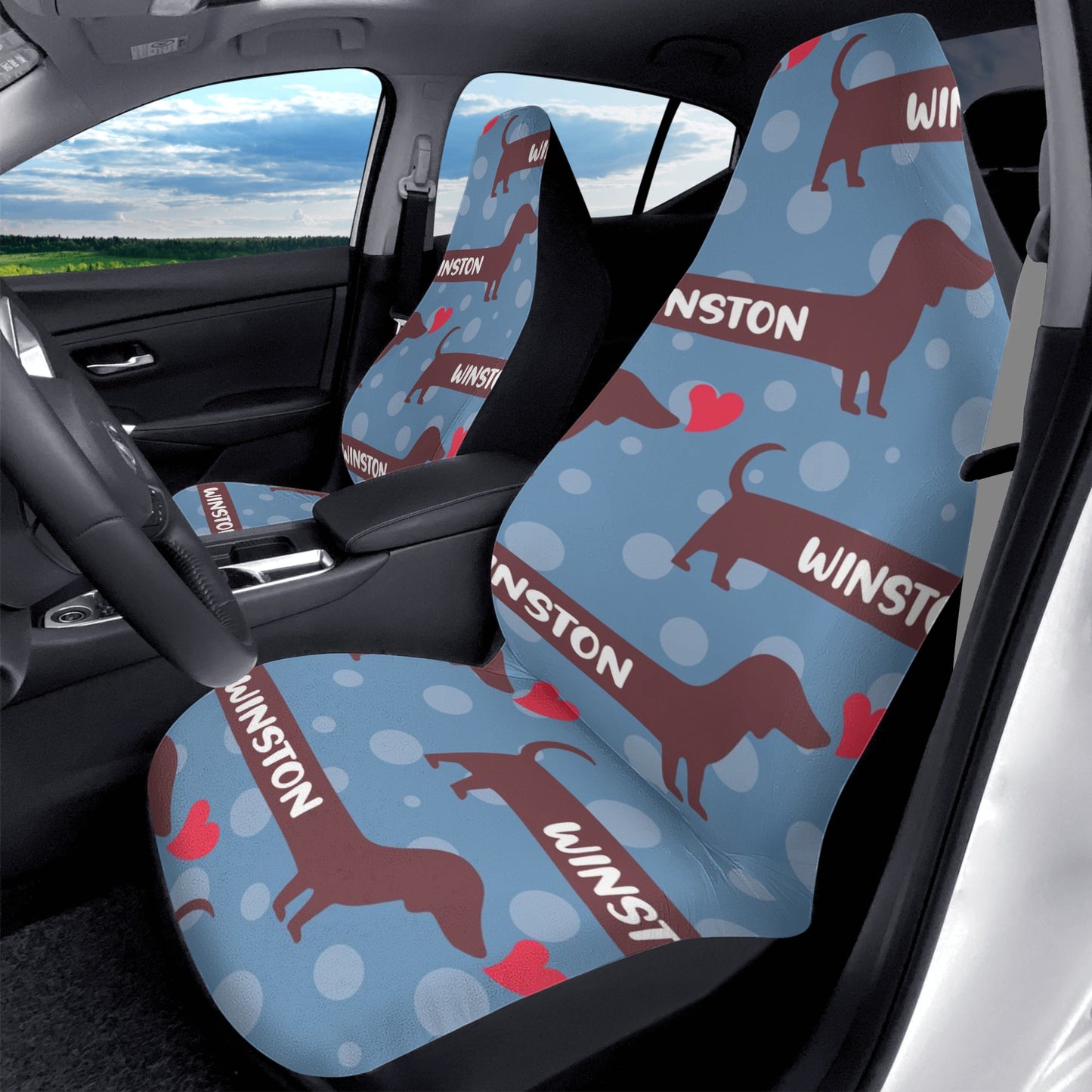 Funda de asiento de coche personalizada con nombre de Dachshunds - Funda de asiento de coche (2 piezas)