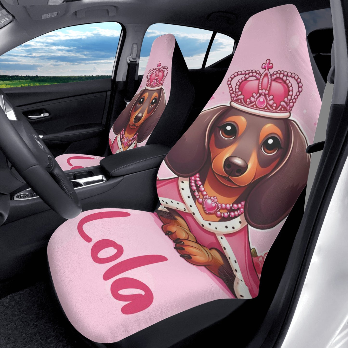 Funda de asiento de coche personalizada con nombre de Dachshunds - Funda de asiento de coche (2 piezas)