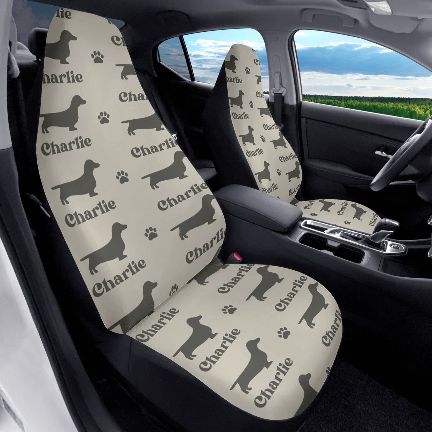 Funda de asiento de coche personalizada con nombre de Dachshunds - Funda de asiento de coche (2 piezas)