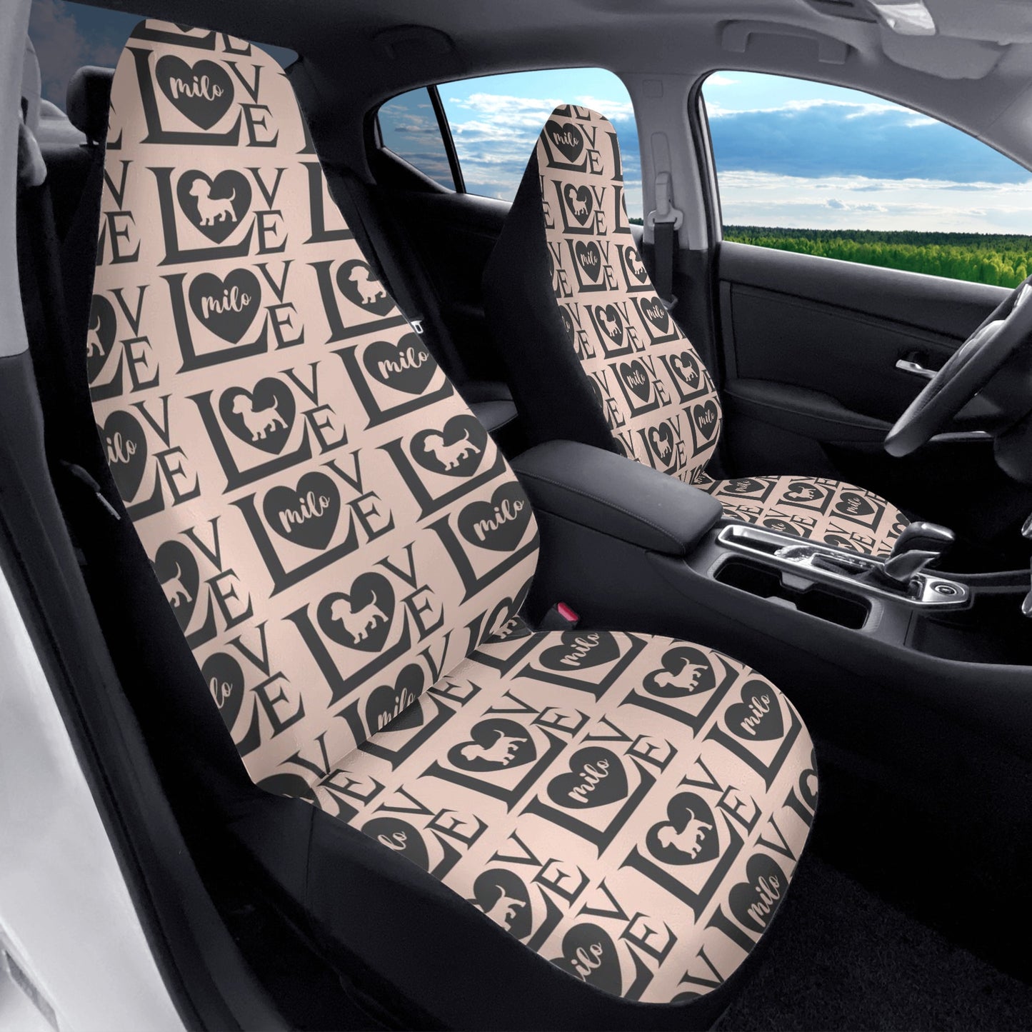 Funda de asiento de coche personalizada con nombre de Dachshunds - Funda de asiento de coche (2 piezas)