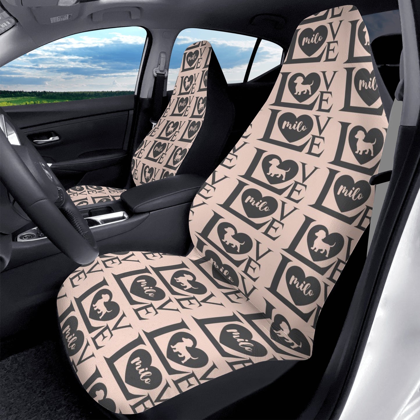 Funda de asiento de coche personalizada con nombre de Dachshunds - Funda de asiento de coche (2 piezas)