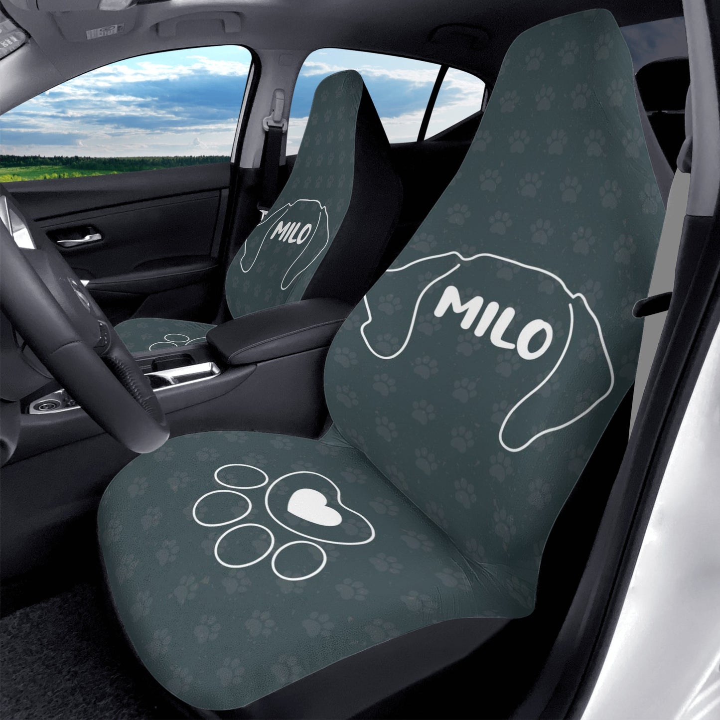 Funda de asiento de coche personalizada con nombre de Dachshunds - Funda de asiento de coche (2 piezas)