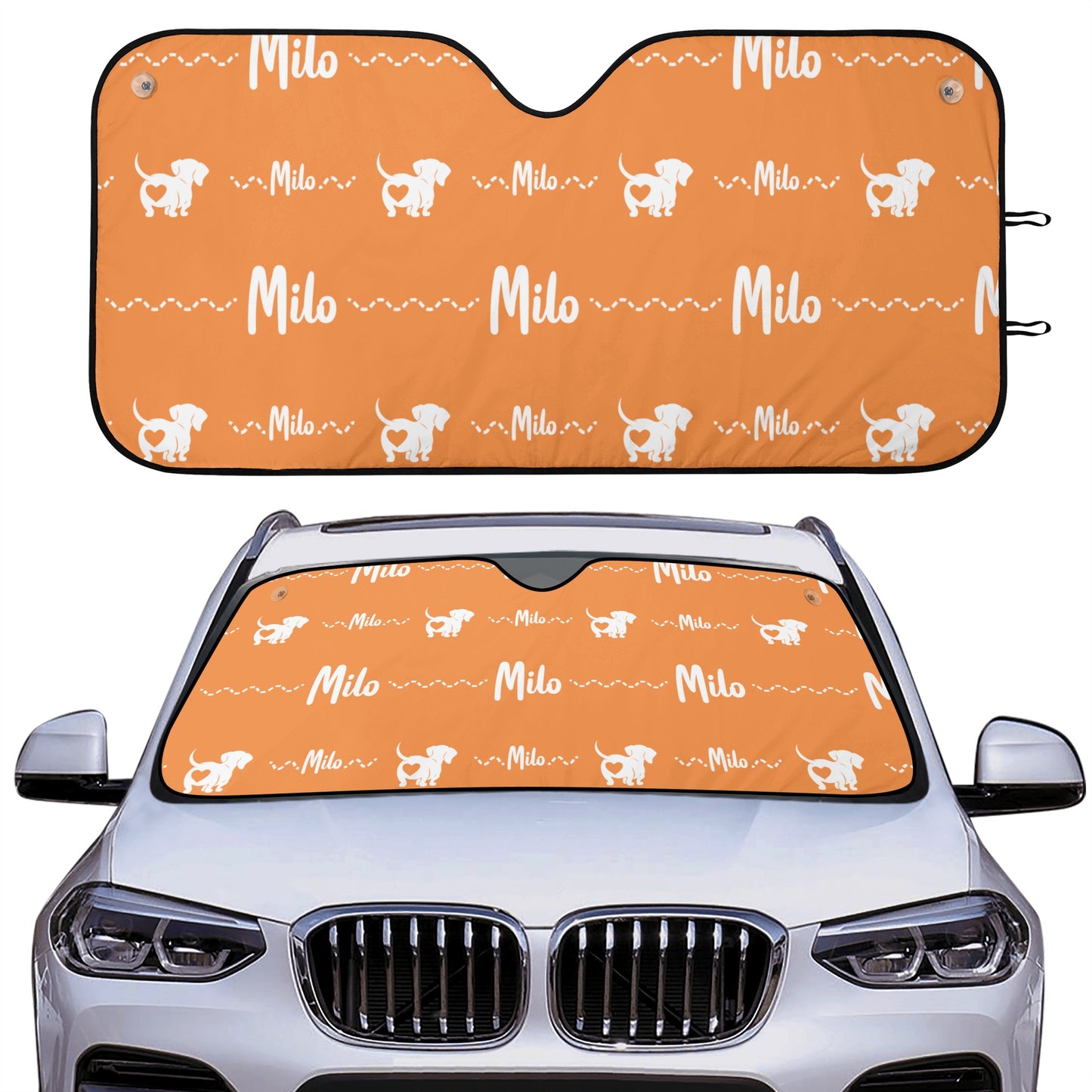 Parasol para automóvil personalizado con nombre de perros salchicha - Car Auto Sun Shade