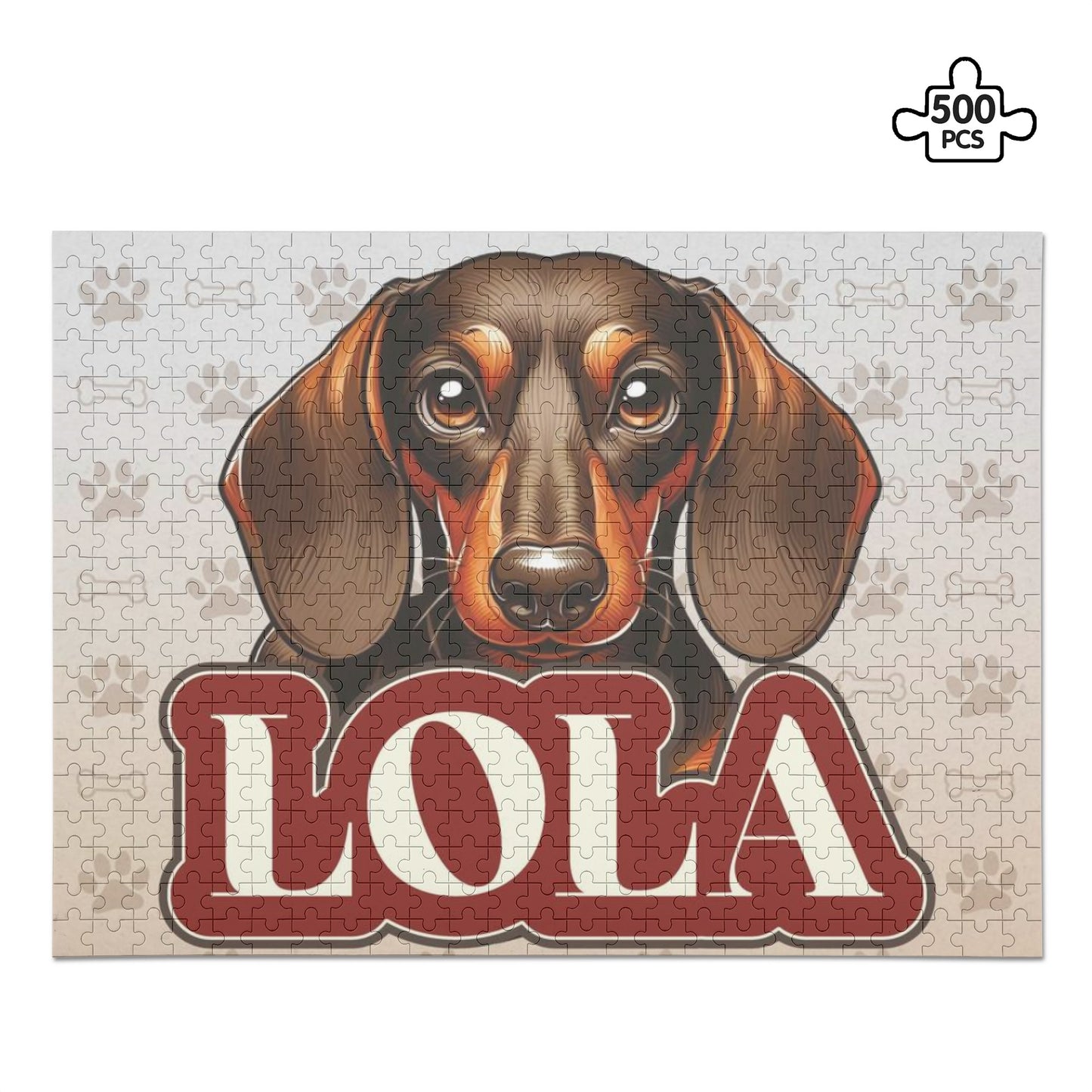 Puzzle personalizado con nombre de Perro Salchicha - Puzzle