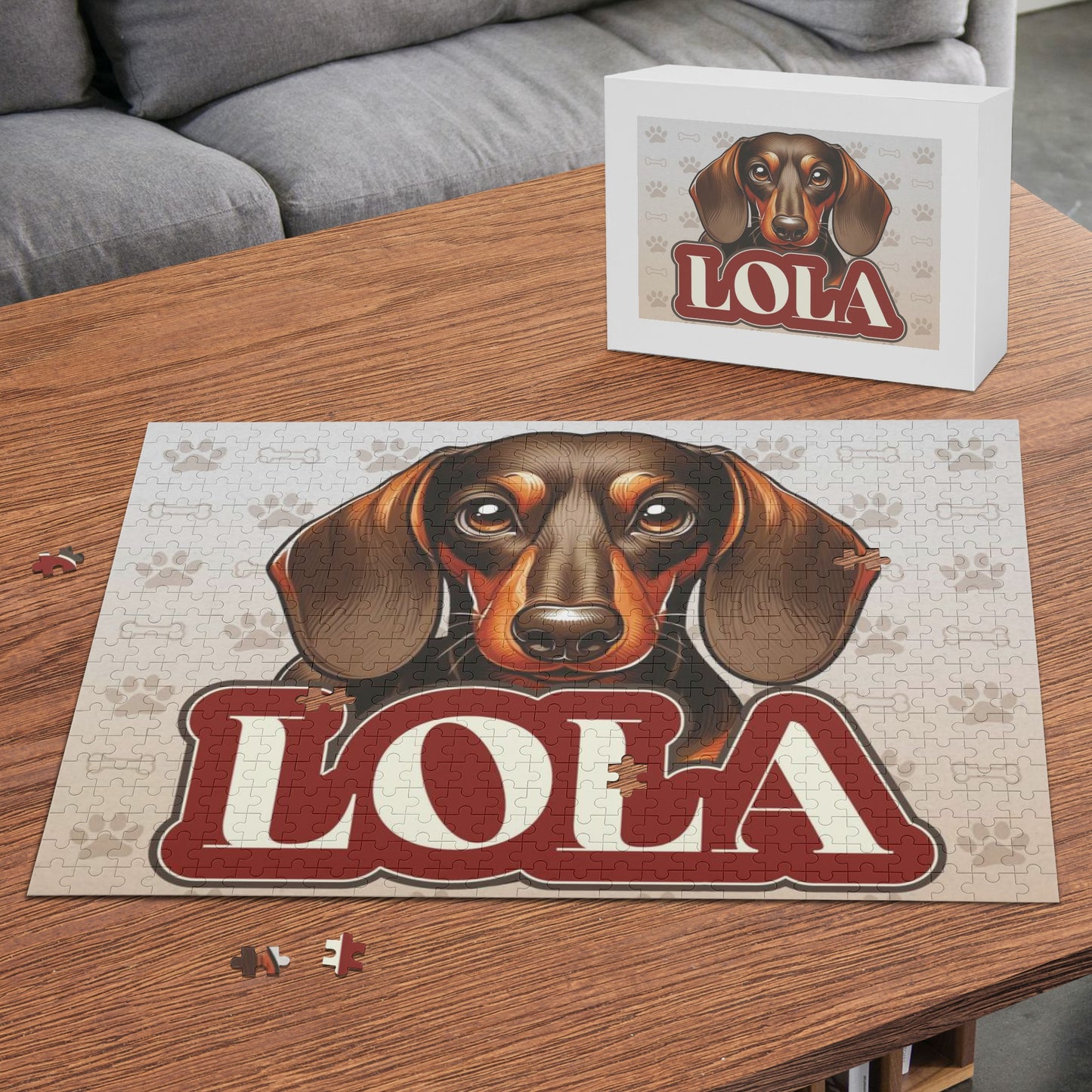 Puzzle personalizado con nombre de Perro Salchicha - Puzzle