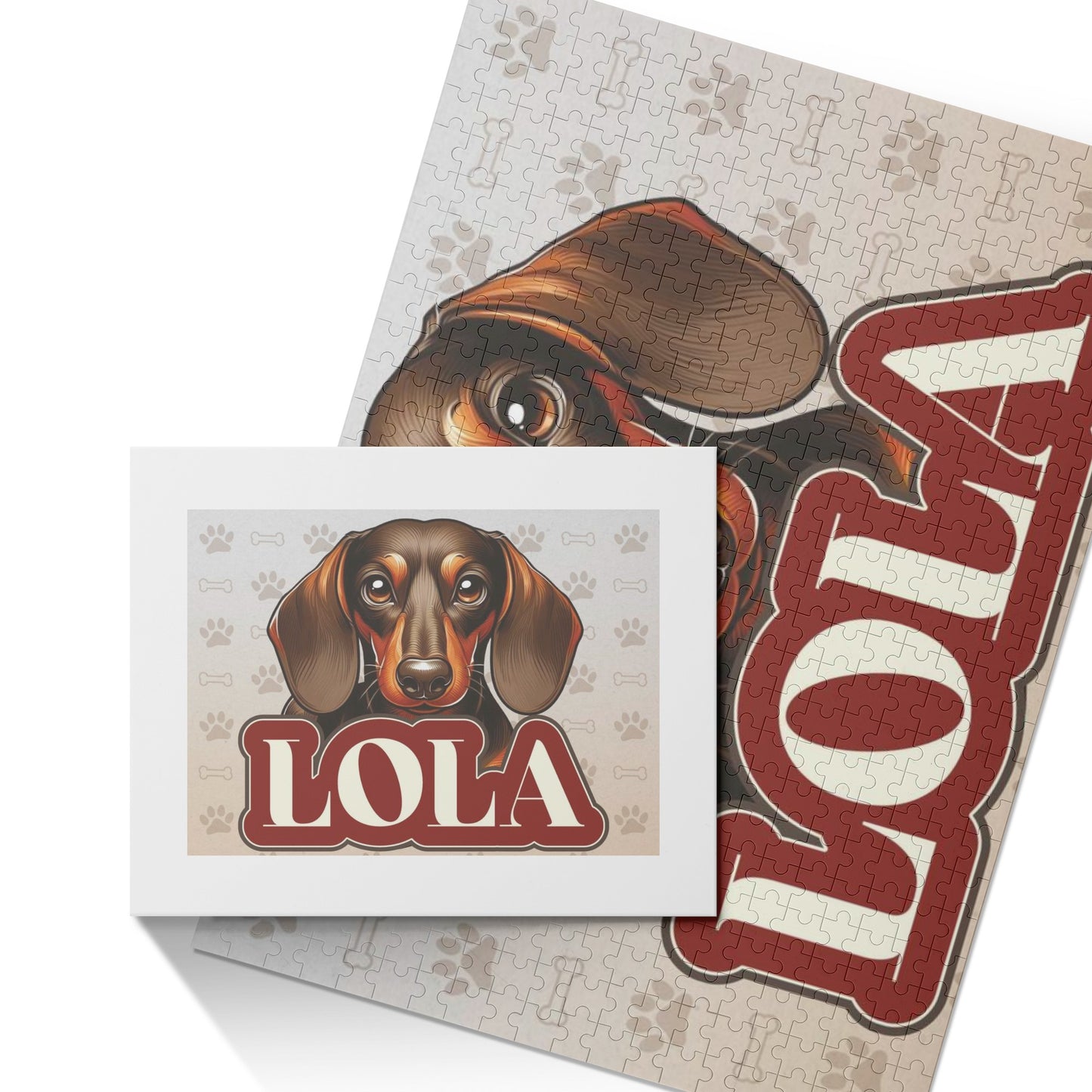 Puzzle personalizado con nombre de Perro Salchicha - Puzzle