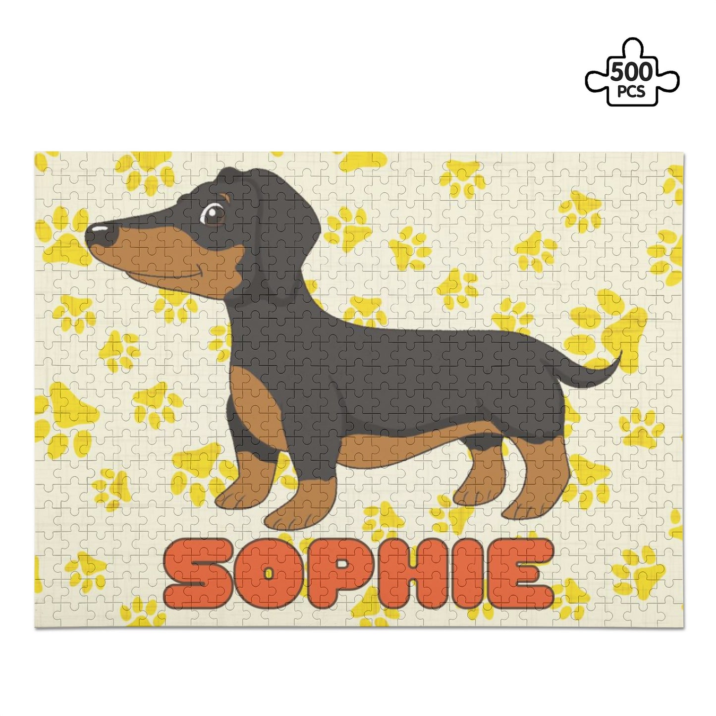 Puzzle personalizado con nombre de Perro Salchicha - Puzzle