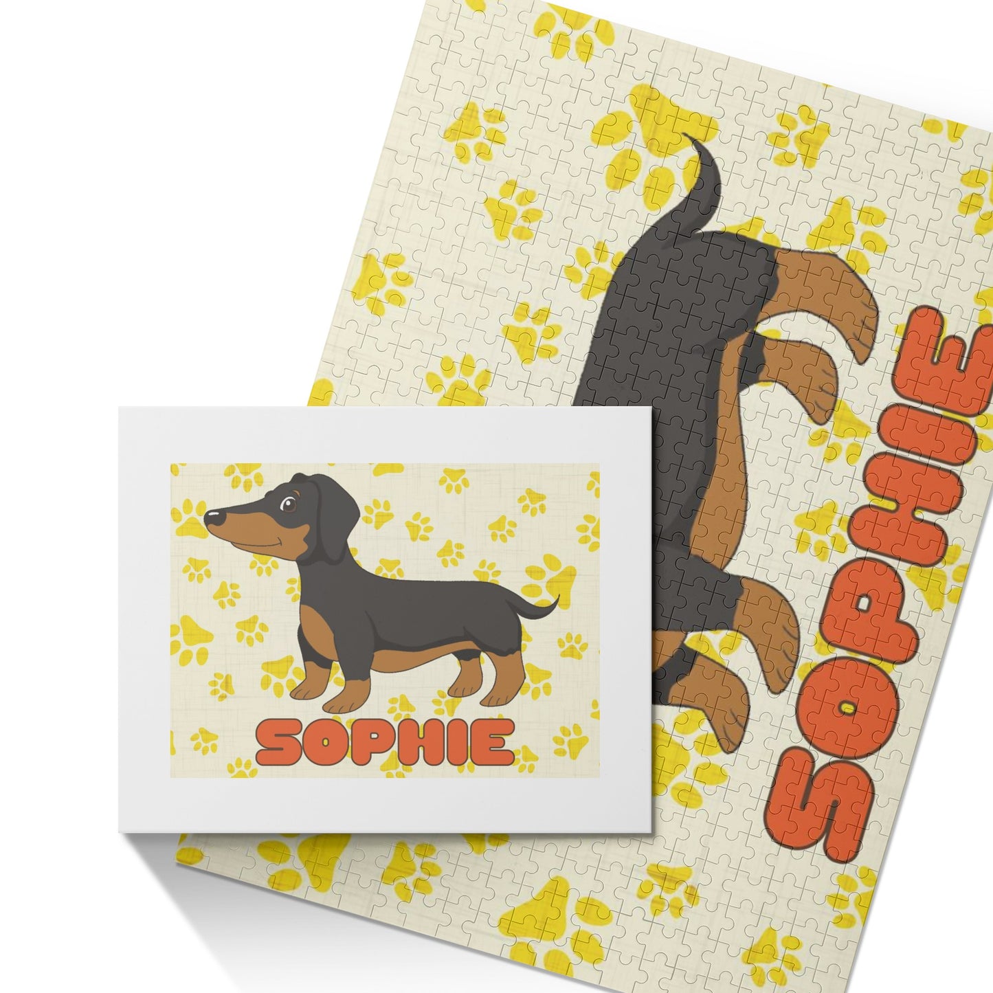 Puzzle personalizado con nombre de Perro Salchicha - Puzzle