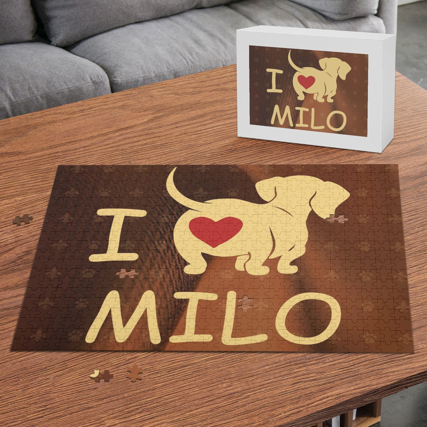 Puzzle personalizado con nombre de Perro Salchicha - Puzzle