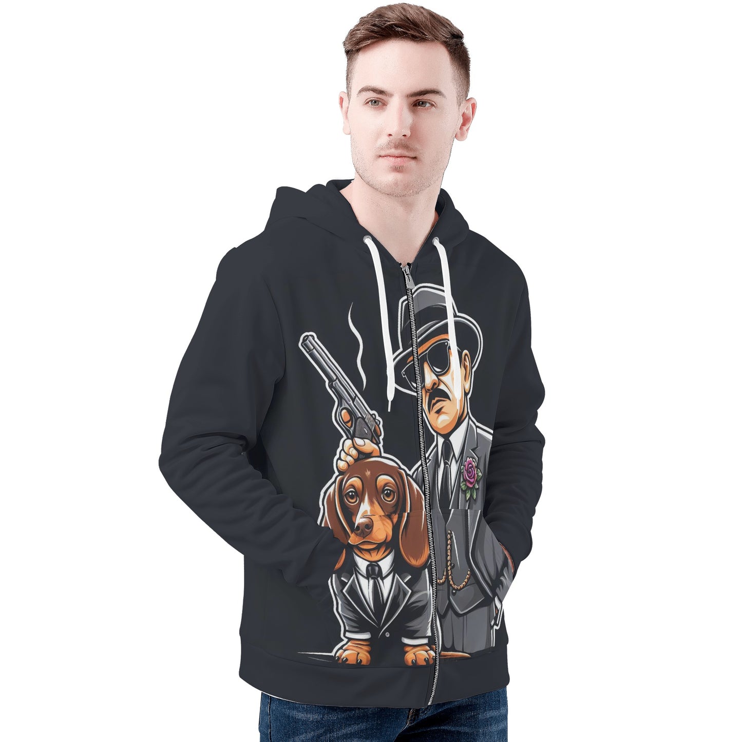 Lucy - Sudadera con capucha y cremallera con estampado integral