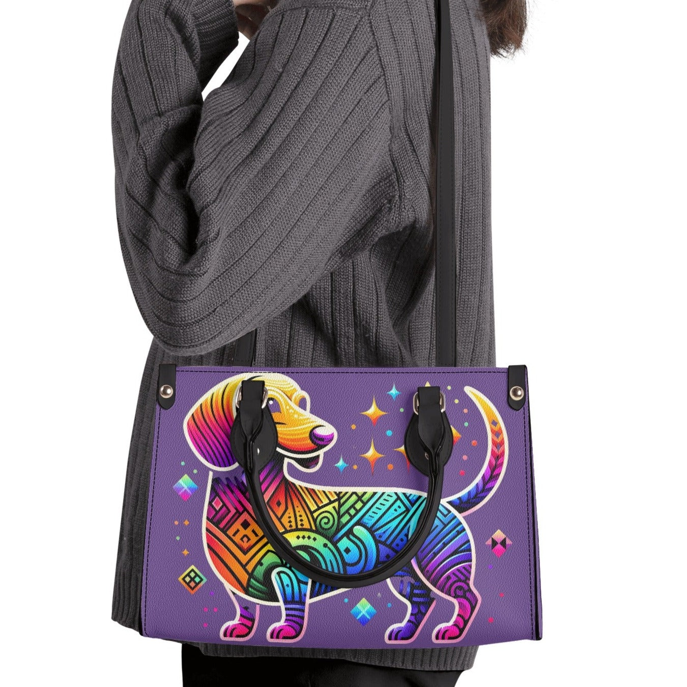 Rainbow - Bolso de mujer de lujo para amantes de los perros salchicha