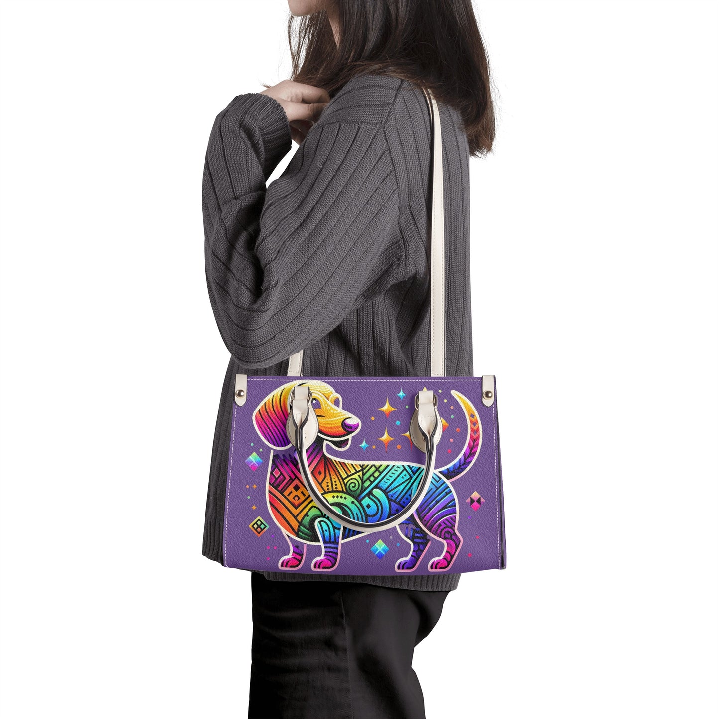 Rainbow - Bolso de mujer de lujo para amantes de los perros salchicha