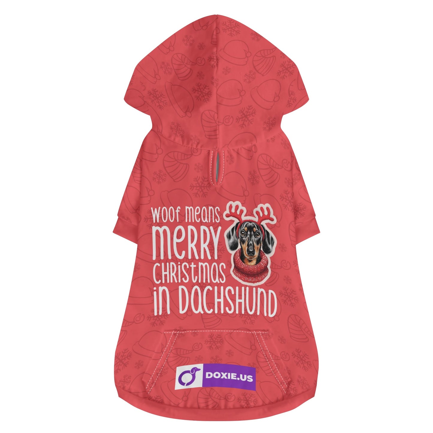 Woof means merry christmas in dachshund - Hoodies for Dachshunds