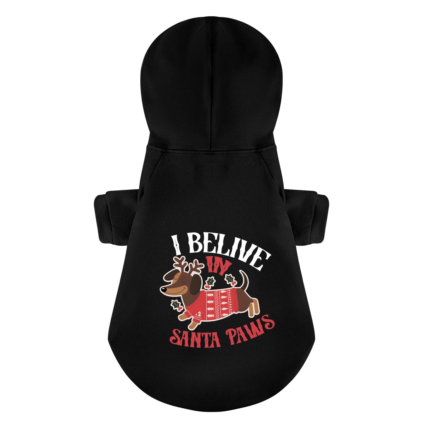 I BELIVE IN SANTA PAWS - Personalized Dachshund Hoodies with Funny Quotes – Stylish, Cozy, and Premium 100% Cotton