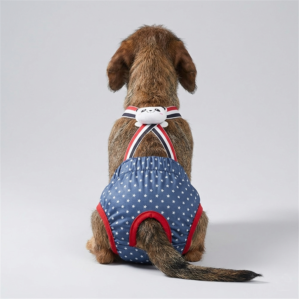 Pawzy Dachshund Cartoon Print Diaper  – Washable Dog Sanitary with Adjustable Straps