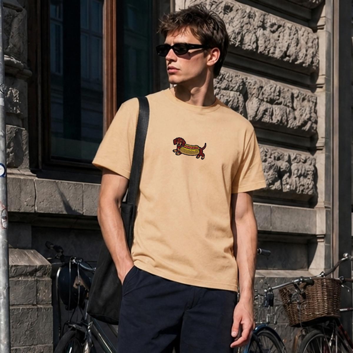 LEO - Embroidered Doxie T-Shirt | Heavyweight Crew Neck