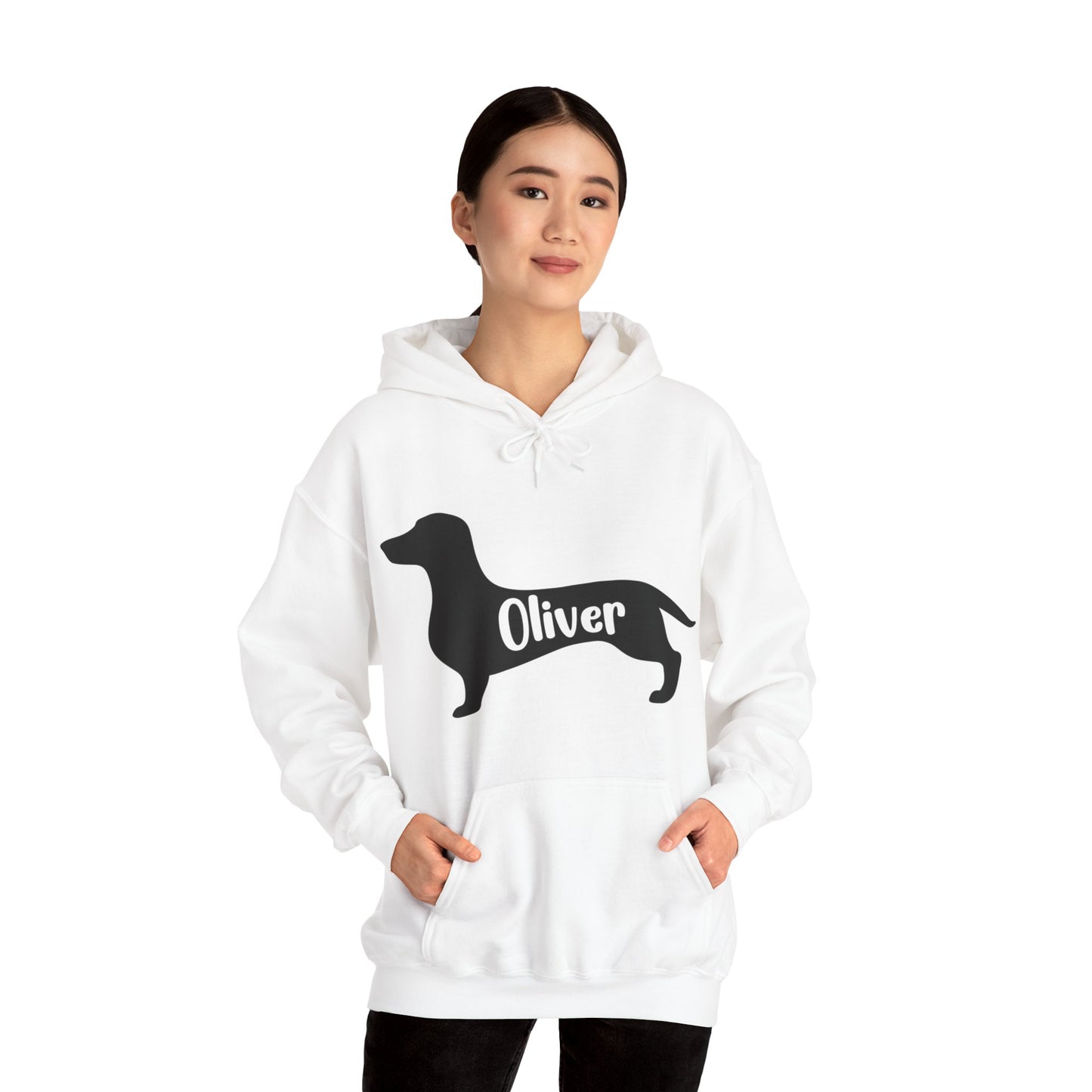 Sudadera con capucha personalizada con nombre de perro salchicha - Sudadera con capucha unisex 