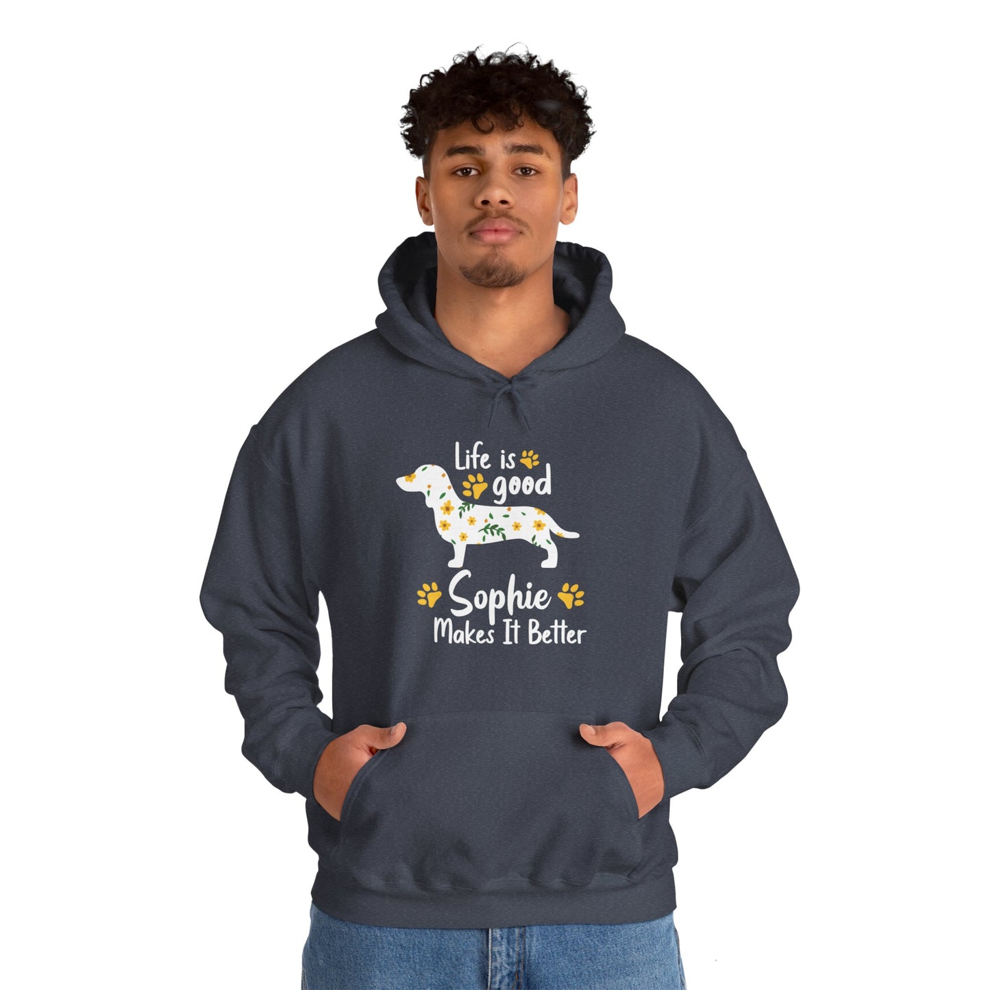 Sudadera con capucha personalizada con nombre de perro salchicha - Sudadera con capucha unisex 