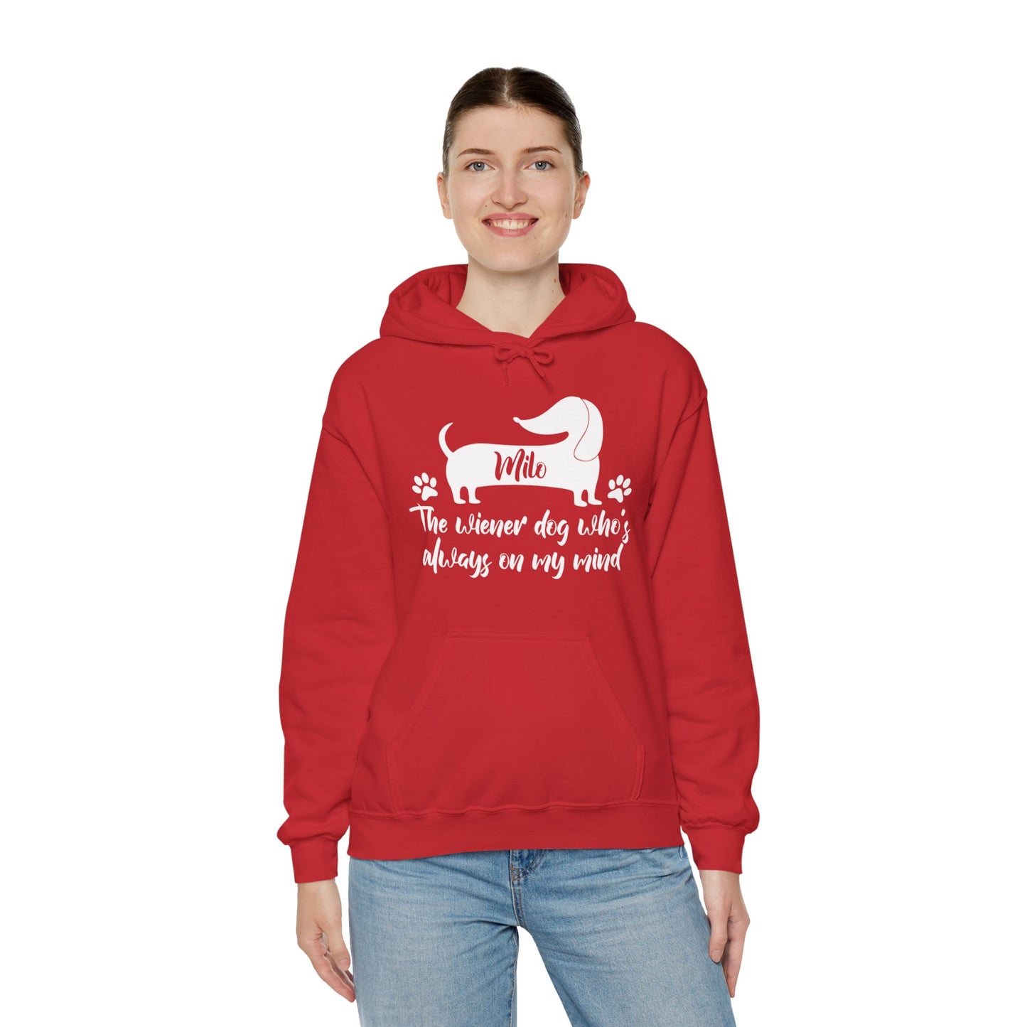 Sudadera con capucha personalizada con nombre de perro salchicha - Sudadera con capucha unisex 