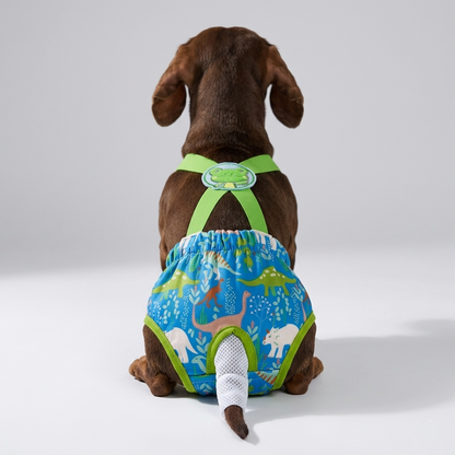 Pawzy Dachshund Cartoon Print Diaper  – Washable Dog Sanitary with Adjustable Straps