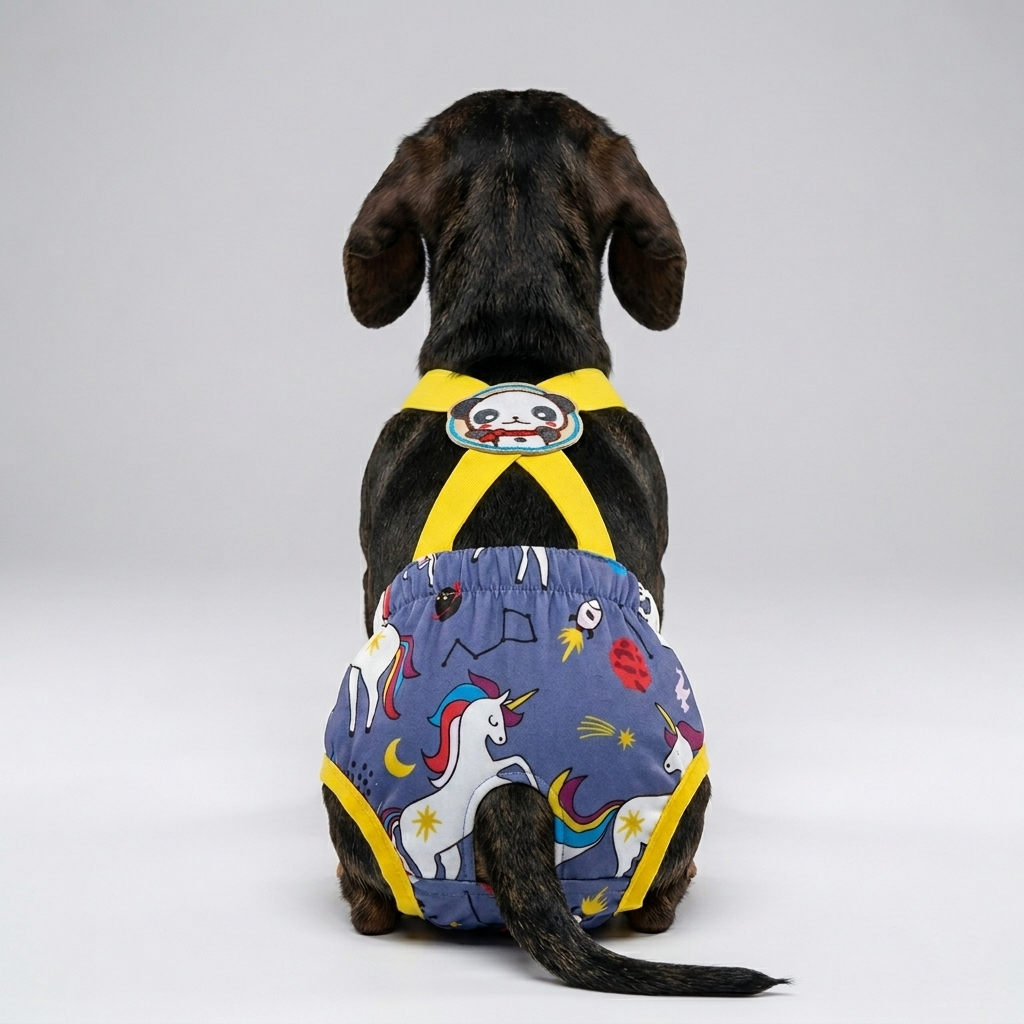 Pawzy Dachshund Cartoon Print Diaper  – Washable Dog Sanitary with Adjustable Straps