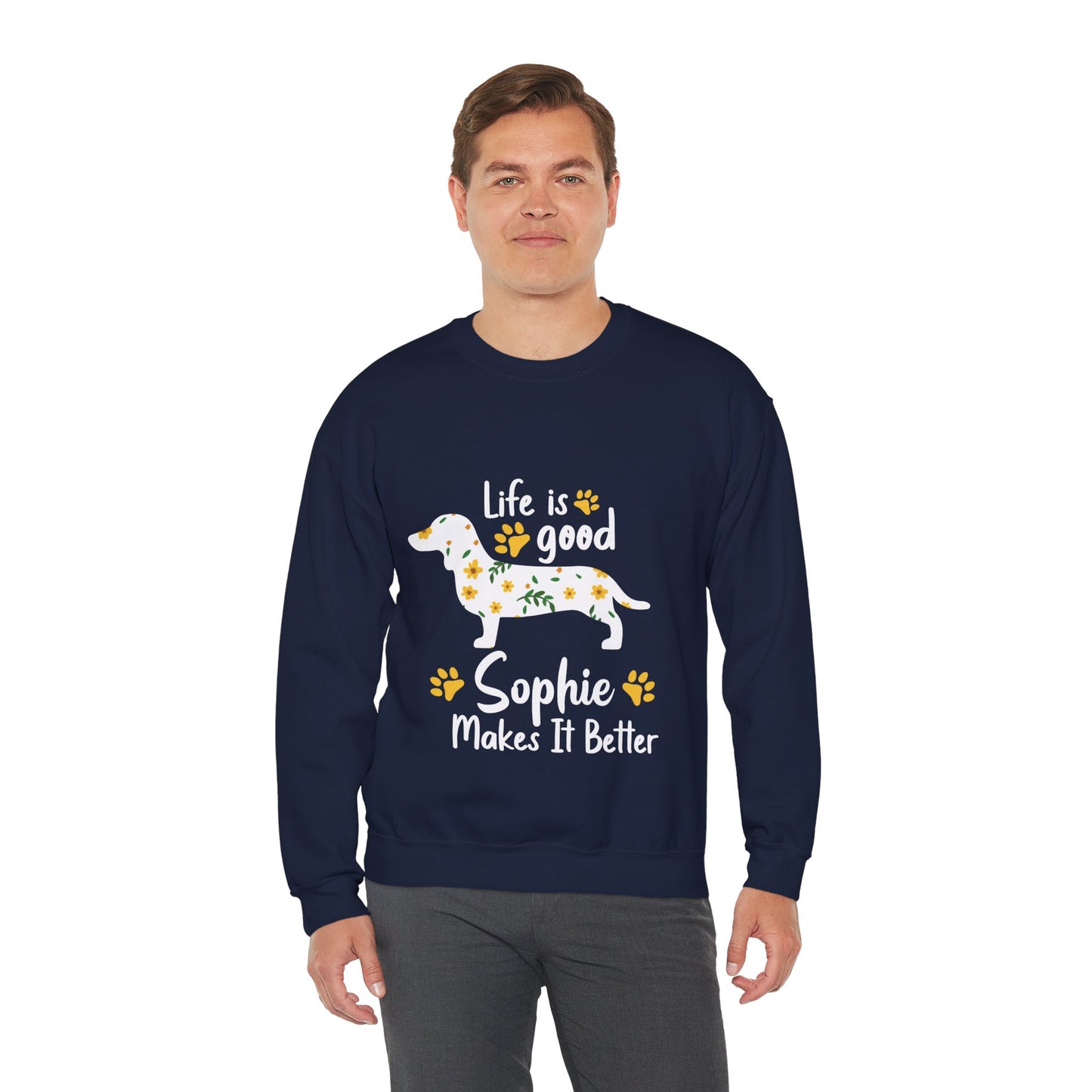 Sudadera personalizada con nombre de perro salchicha - Sudadera unisex 