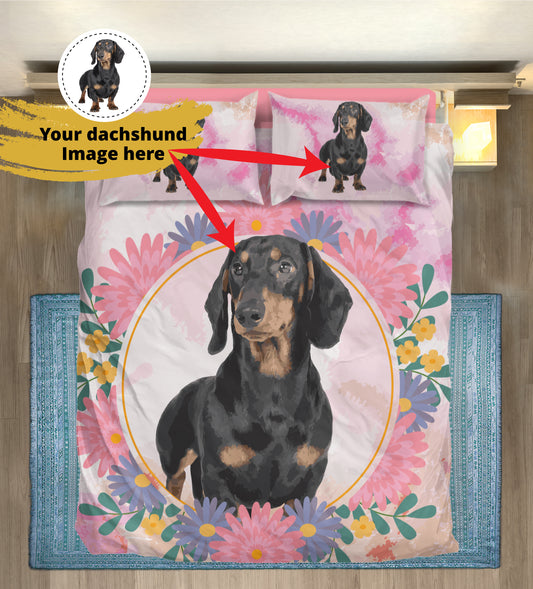 Juego de Cama Personalizado con Imagen de Perro Salchicha - Juego de Cama