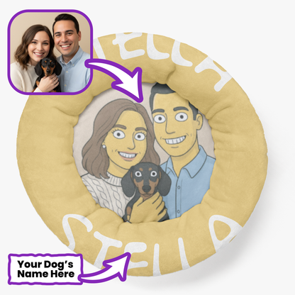 Willow - Personalized Cloud-Comfort Large, Small & Puppy Dachshund Bed | Anti-Anxiety Donut Bed for Dachshunds