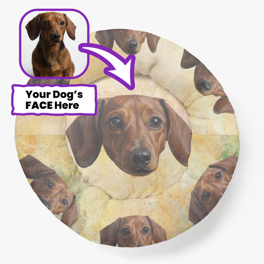 Pixie - Personalized Cloud-Comfort Large, Small & Puppy Dachshund Bed | Anti-Anxiety Donut Bed for Dachshunds