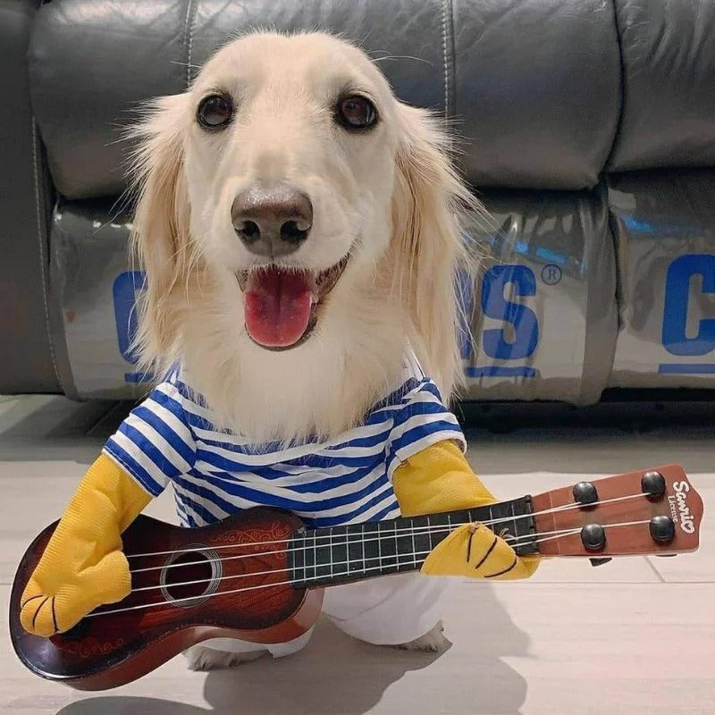 Dachshund Guitar Player Costume Funny Halloween Doxie Outfit