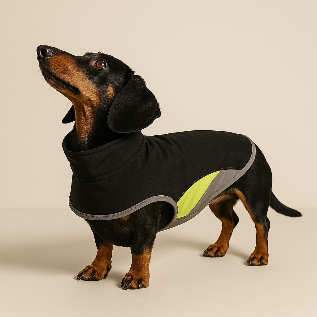 Chaqueta impermeable para perro salchicha con ribete reflectante para seguridad nocturna