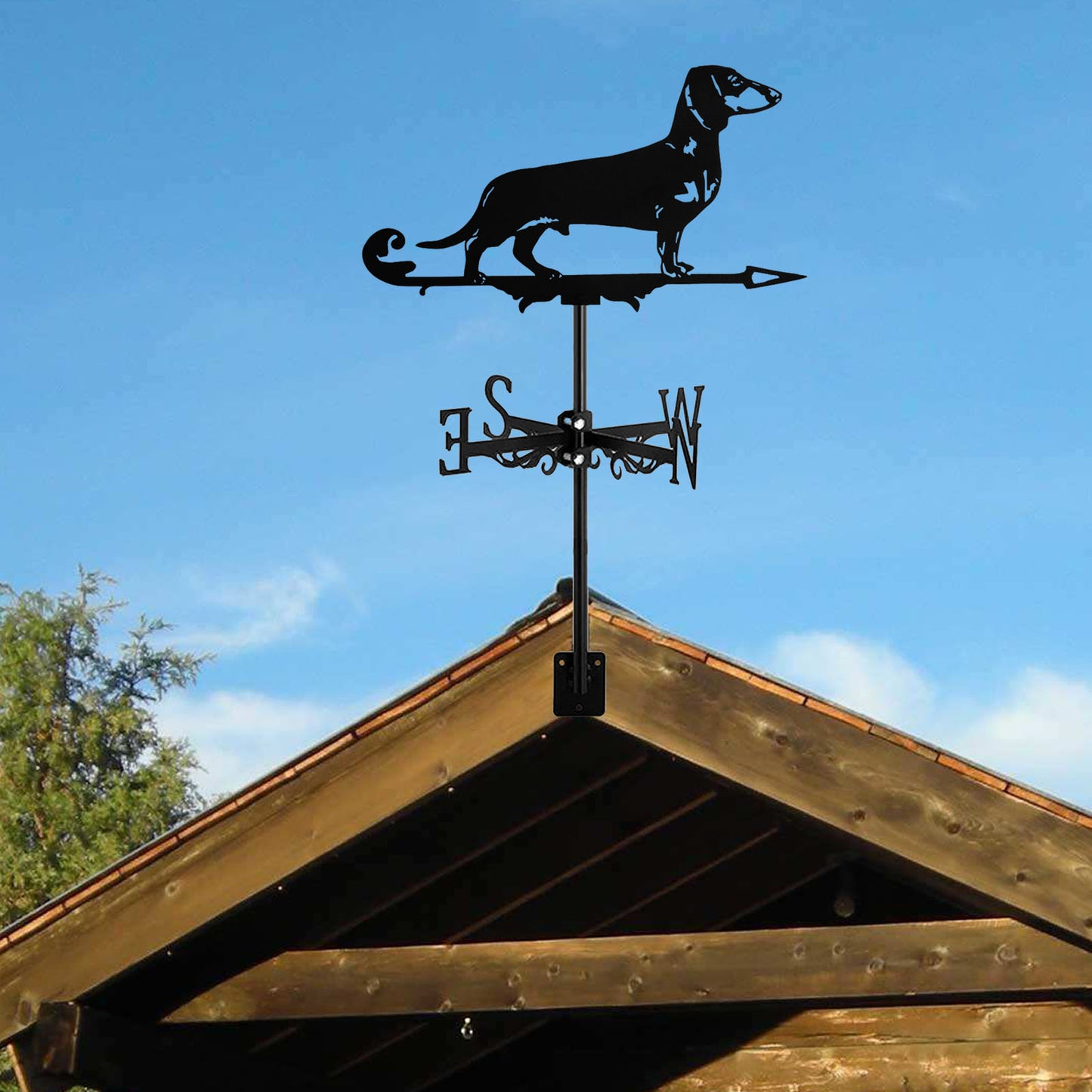 Dachshund-Weather-Vane-Standing-Garden-Decor-doxie.us