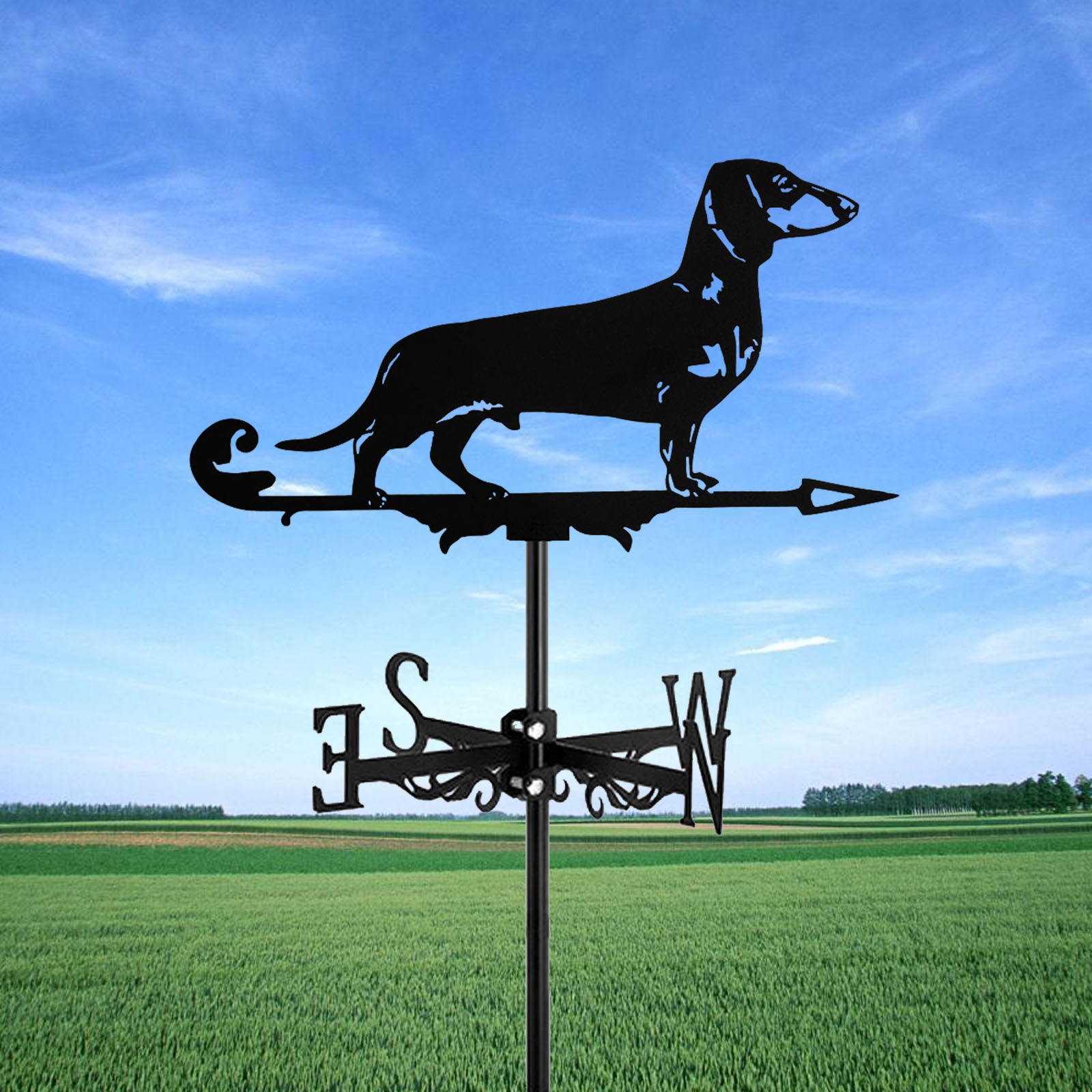 Dachshund-Weather-Vane-Standing-Garden-Decor-doxie.us