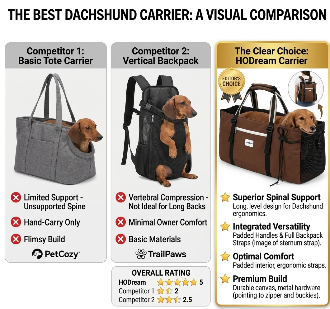 DoxiTrek Dachshund Outing Backpack  – Lightweight Travel Bag with Spine Support