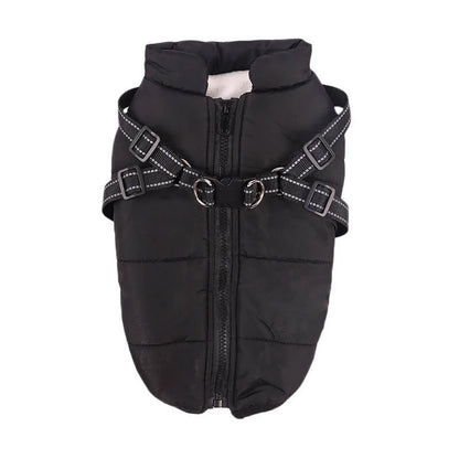 FrostGuard waterproof winter harness jacket on a dachshund, view 6